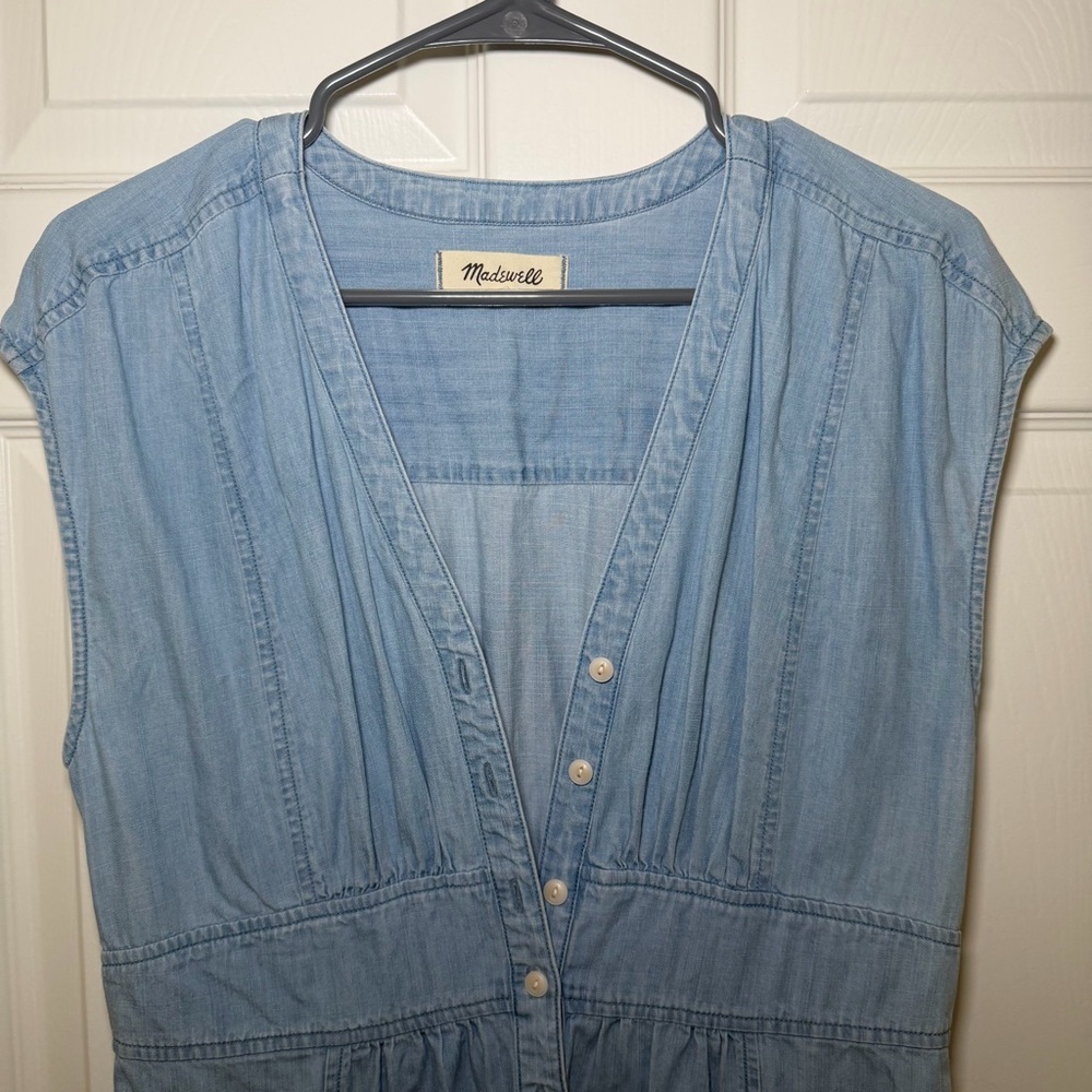 Madewell Denim Cap Sleeve Mini Dress - Picture 2 of 6